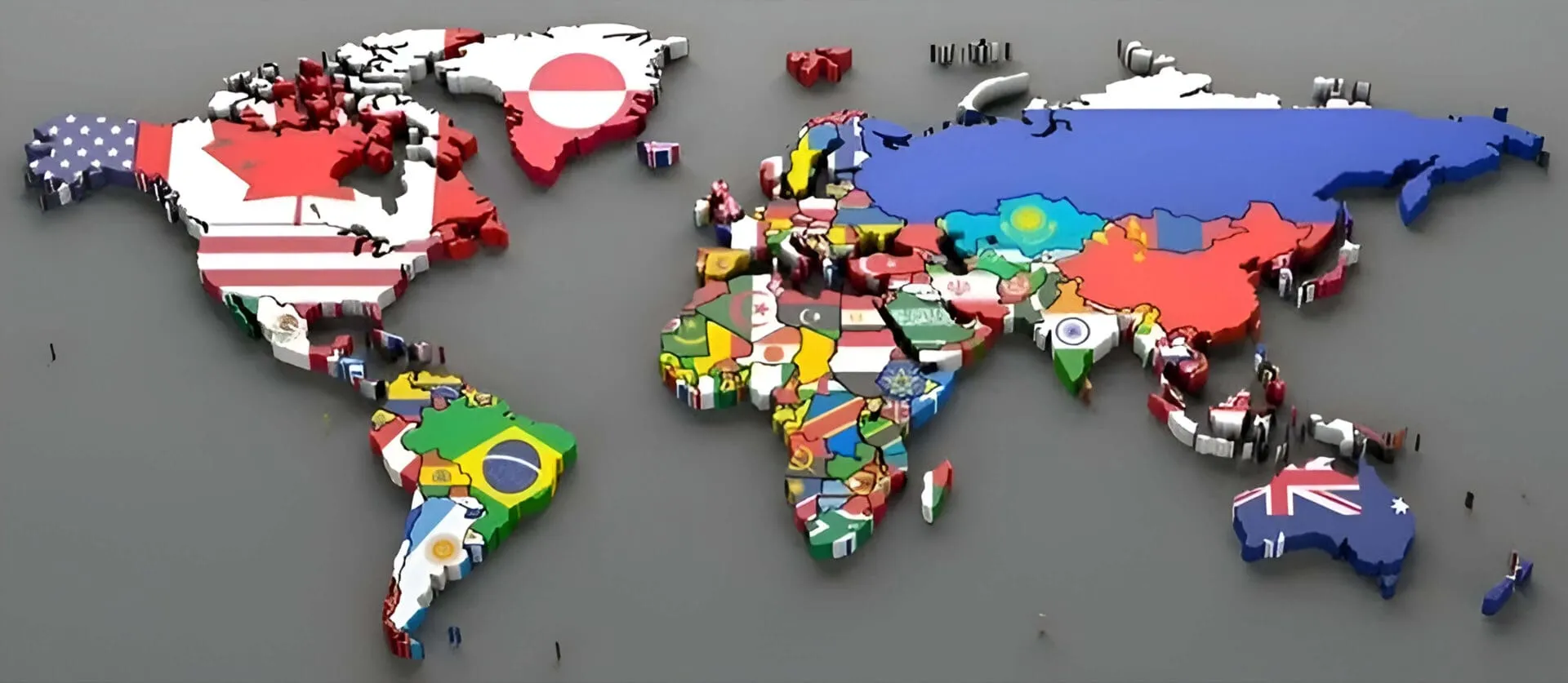 World map made of national flags