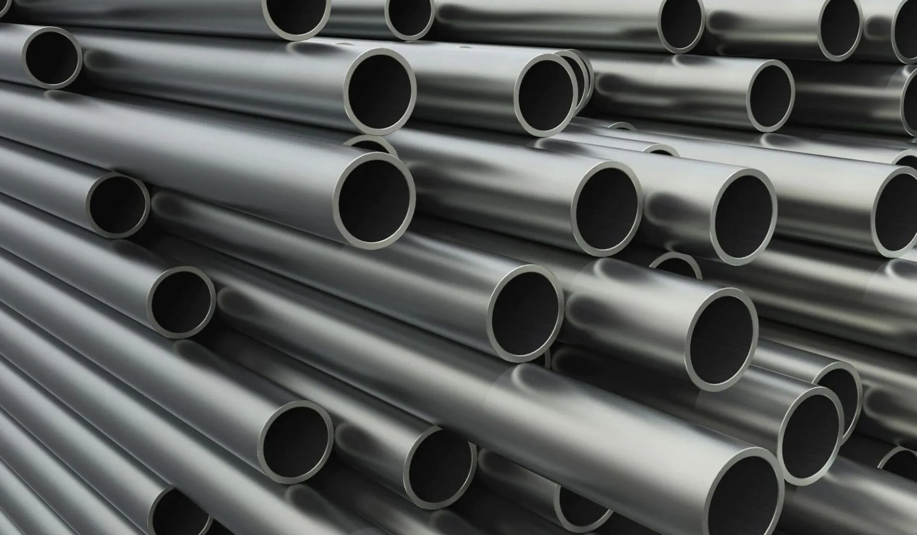 Stacked stainless steel pipes