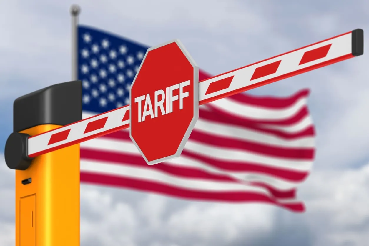 Tariff barrier and American flag